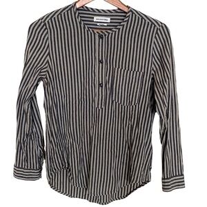 Isabel Marant Etoile Striped 1/4 Button Cotton Shirt, Size 38/US 6